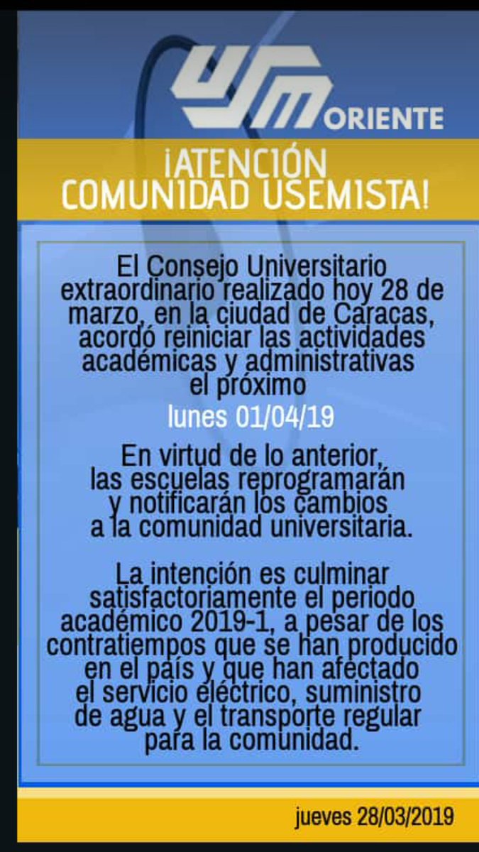 USMOrienteOfic's tweet photo. Atención 28 de marzo. https://t.co/cp6nN7Hphl