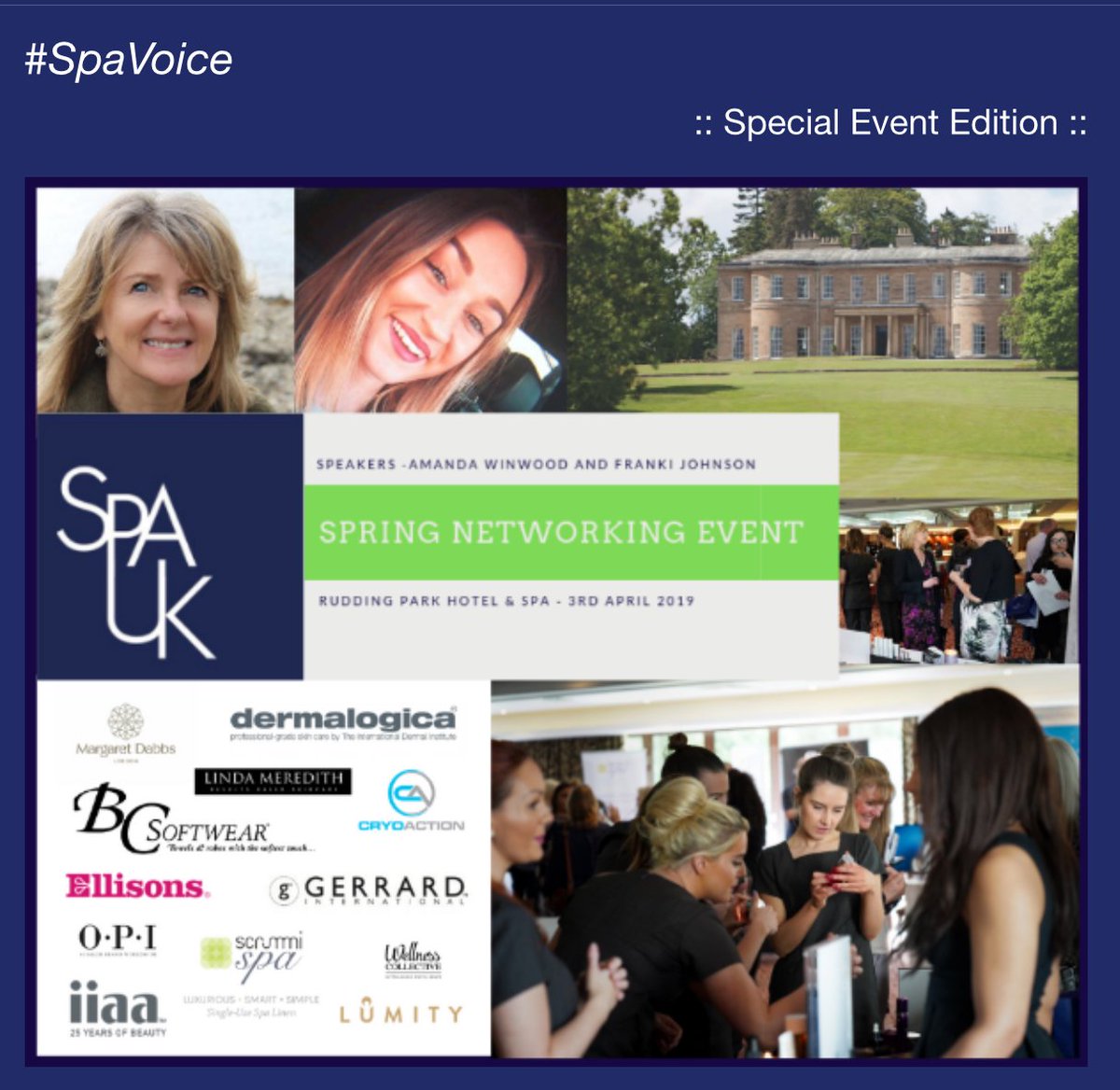 SpaVoice's tweet photo. ๐ผHave you seen our #SpaVoice special edition? Itโs all about our Spring #spa #networking event at Rudding Park, Harrogate next week. Particular thanks to all our fabulous sponsors who are supporting the event. You can read more about some of them here https://t.co/X96RE95TSp๐ผ https://t.co/9ZNwDPYLsW