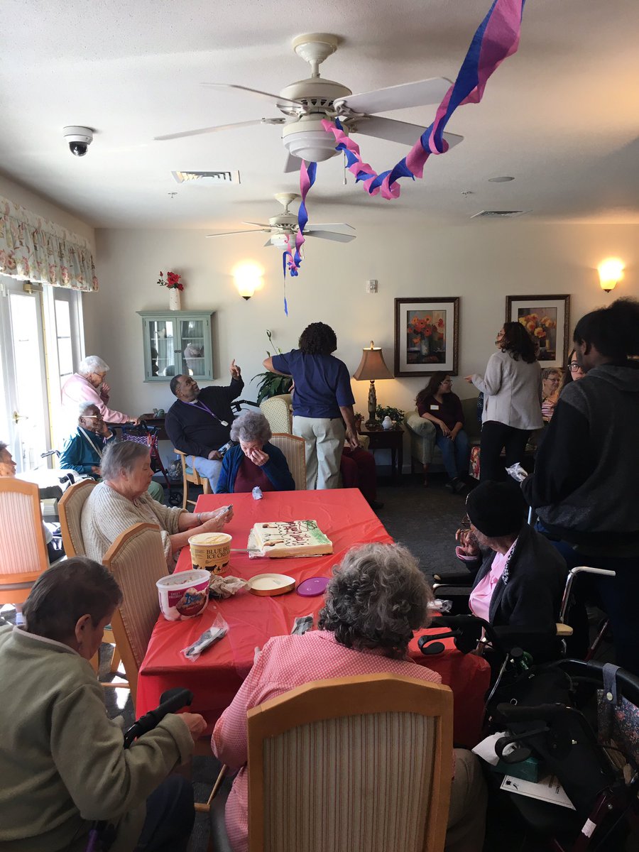The100thMsBrown's tweet photo. Knightdale Future Caretakers served Carillon Assisted Living Community! Can’t wait to come back in a month! #birthdaypartypalooza #buildingrelationships @KnightdaleHS #khscdand https://t.co/kQC4fHIFRu