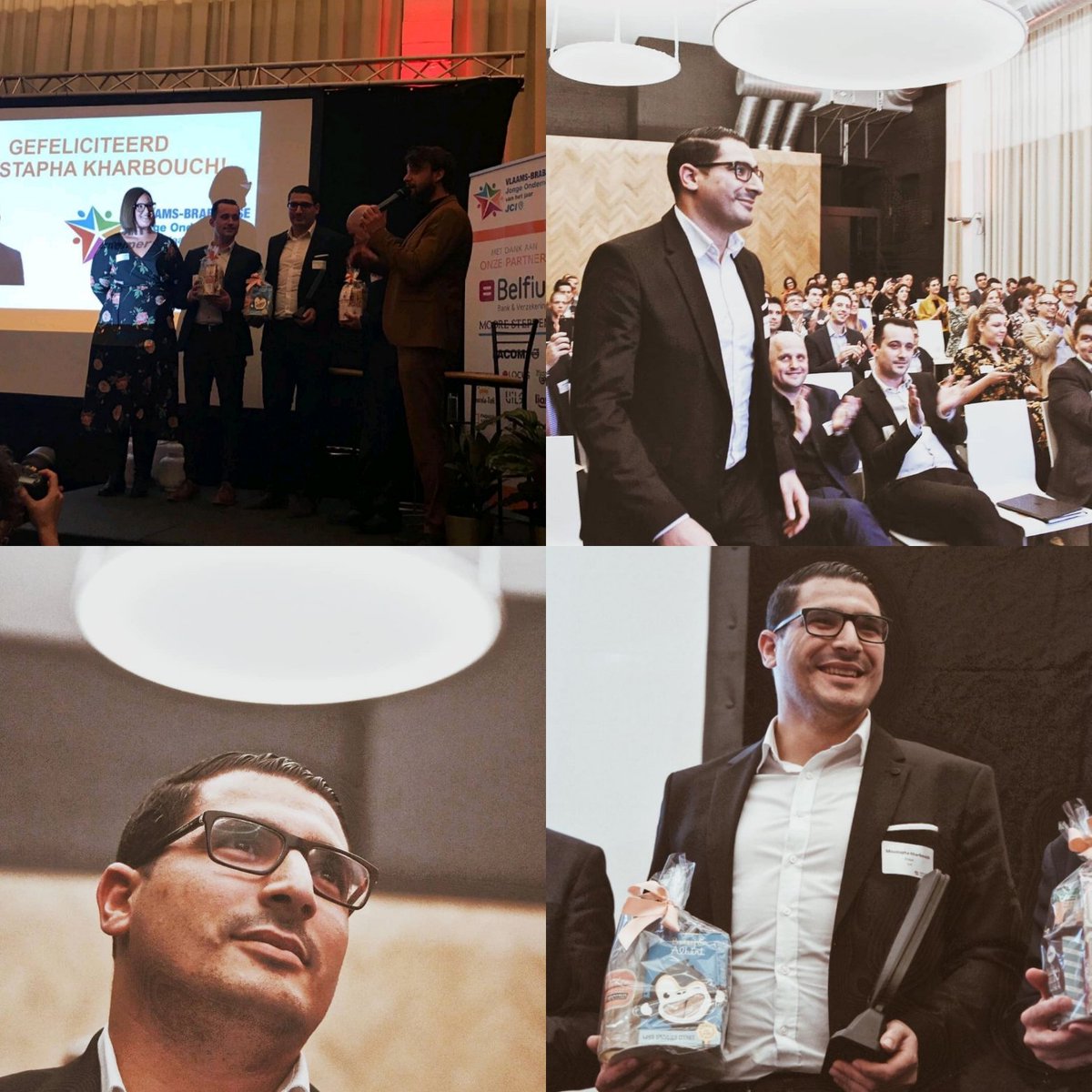 De JCI Vlaams-brabantse Jonge Ondernemer van het Jaar is gekend: Moustapha Kharbouch van #Ensur 👊👊 wint van het @peterstaveloz (@ireachm) en <a href="/KrfMertens/">Kristof Mertens - Agri | Food | Tech | Venturing</a> (#Porphyrio) #vbjo #vbjo19 #vlbrjo #vlbrjo19