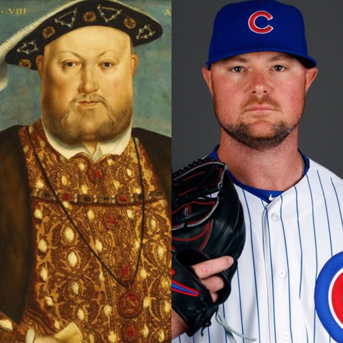 groomsbowen's tweet photo. You see Henry VIII—I see #JohnLester @JLester34 @Cubs https://t.co/E4UvDXqC9e