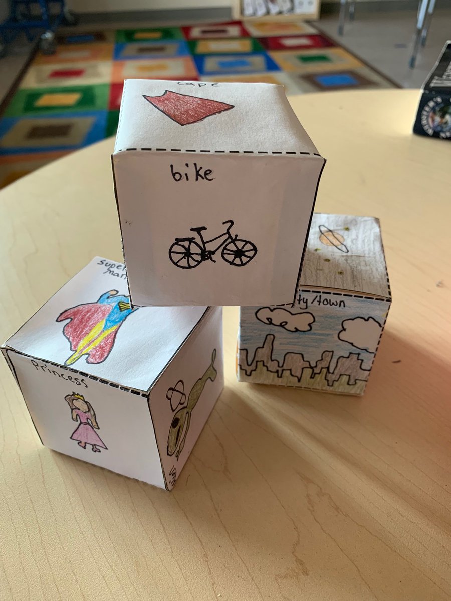 Gr. 6 story cubes to show setting, character and object. Imagine the stories they will create! <a href="/EastLakeRVS/">East Lake School</a> <a href="/ms_mgirard/">Michelle Girard</a> <a href="/gr6vandeneynde1/">gr6vandeneynden</a>