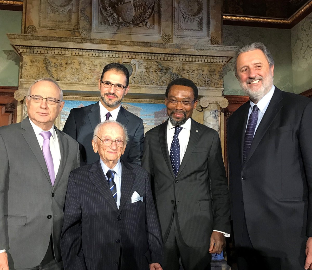 It was my profound honor to present the #AnneFrankAward to <a href="/BenFerencz/">Benjamin Ferencz (legacy)</a>, the last living prosecutor from the Nuremberg Trials &amp; a pioneer of international law. Wonderful to be with Dutch Amb. @henneschuwer, <a href="/IntlCrimCourt/">Int'l Criminal Court</a> Pres. Chile Eboe-Osuji, and <a href="/Mohammad_Syria/">Mohammad Al abdallah</a> as well today.