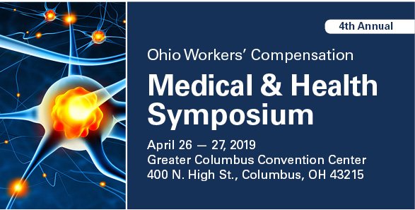 OhioBWC's tweet photo. Planning to attend the 2019 Ohio Workers’ Compensation Medical &amp; Health Symposium April 26-27? Remember to register here: https://t.co/Ycoak4vTnb Free CEUs: https://t.co/WLvBH29s4S #BWCmhs #Ohio #medical #health #provider #legal #continuinged https://t.co/enmm2wyZck