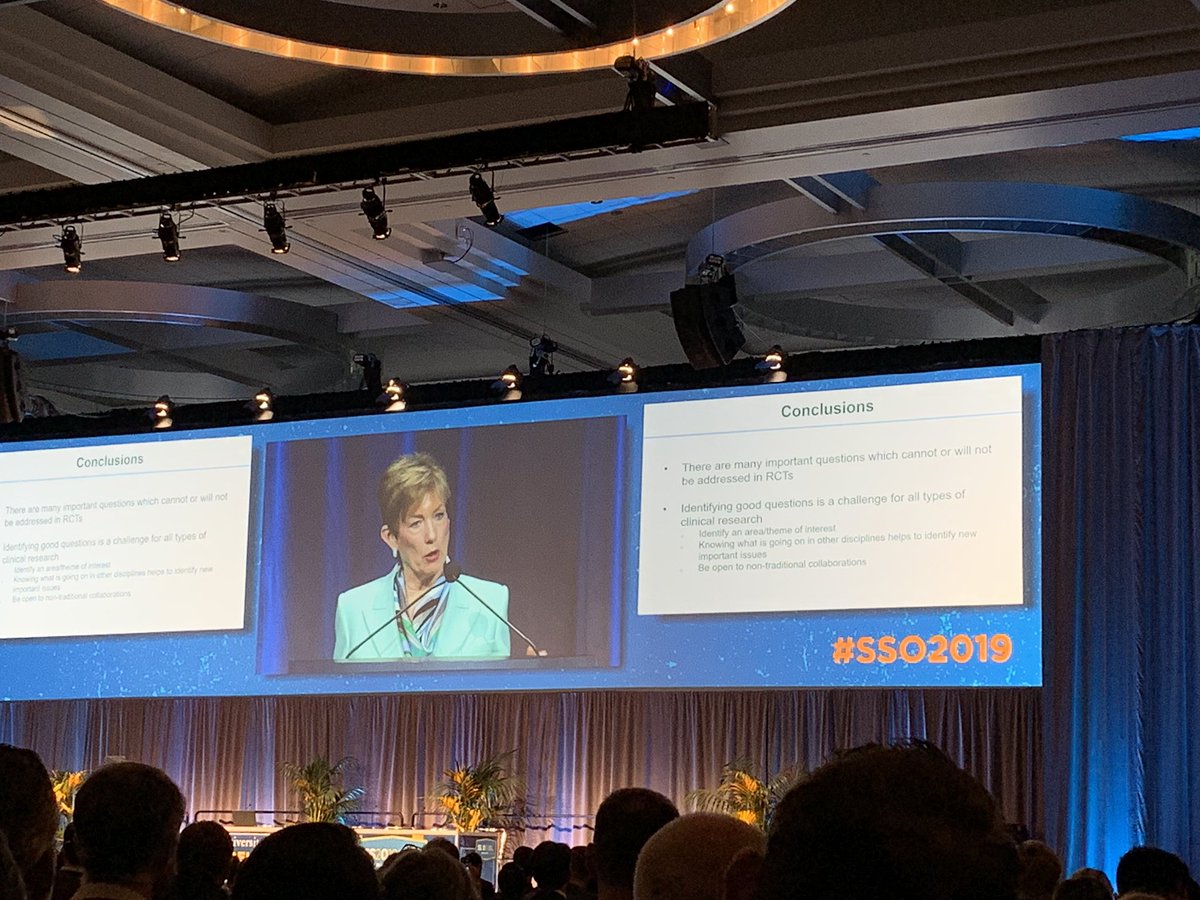 Great message from Monica Morrow- not everyone will run RCTs or be surgeon-scientists but many questions can be answered without an RCT. Find a way to study what you’re interested in and create your research theme path. #SSO2019