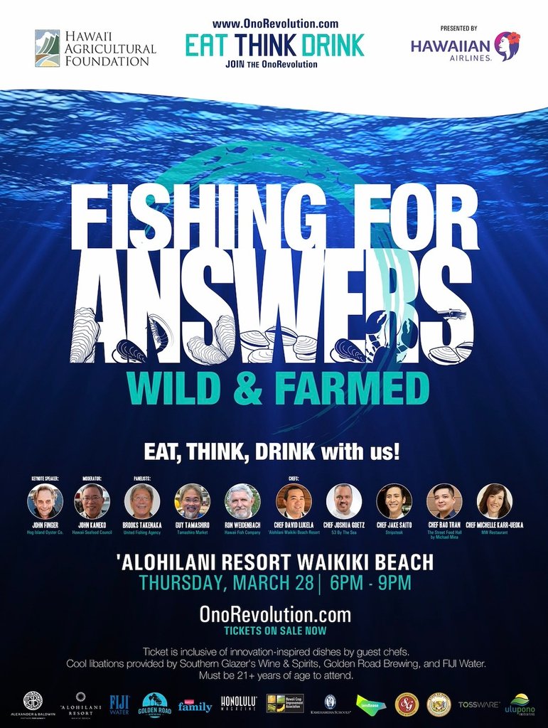 TONIGHT: EAT THINK DRINK: Fishing for Answers––Wild &amp; Farmed is SOLD OUT!⁣ See you at the @AlohilaniResort! #OnoRevolution #EATTHINKDRINK #seafood #hawaiifood #hawaii