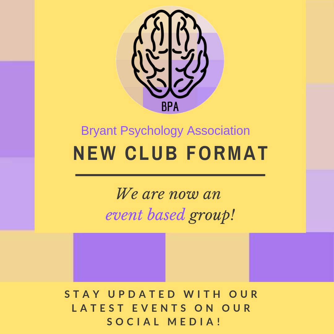 Hi BPA! After careful consideration we have decided to be an event based club! No more no bi-weekly meetings! Be on the look out for our next event! 🧠 #newlogo #events #psychology