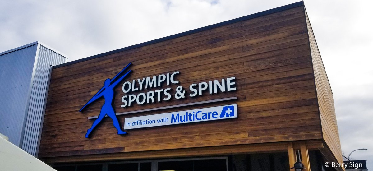 Check out this stunning sign for Olympic Sports &amp; Spine new location in Auburn! #Olympicsportandspine #customsignage #signcompany #sign #installlers #signinstallers #installation #fabricators #signfabricators #channelletter #illuminatedsign #wallsign #design #stunningnewsign