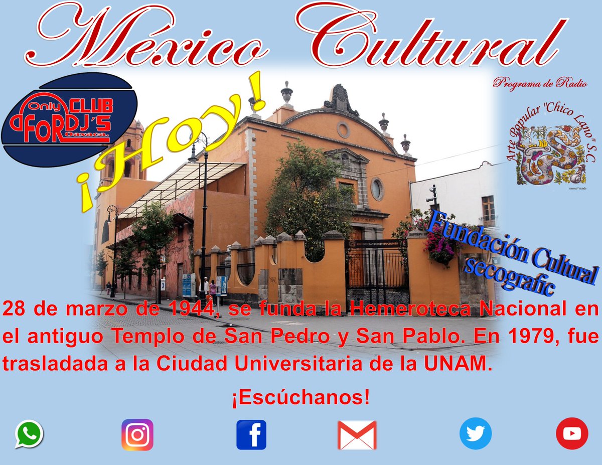 MexicoCulturalO's tweet photo. Escúchanos hoy de 18:00 a 19:00 horas por https://t.co/mk5OXCXuvq o si lo prefieres venos por FacebookLive (@mexicoculturaloficial)
#mexicocultural #hemerotecanacional #memoriahistorica #historiademexico #costachica #pinotepanacional #oaxacamexico https://t.co/UhkOppEYFk