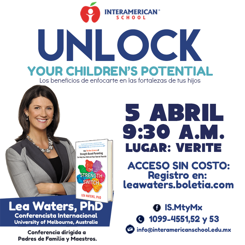IS_Monterrey's tweet photo. No te olvides de adquirir tus boletos GRATUITOS para la conferencia de @ProfLeaWaters en #Monterrey #followmty #mty https://t.co/HNUPw6XKyZ https://t.co/x1nntJkK4L
