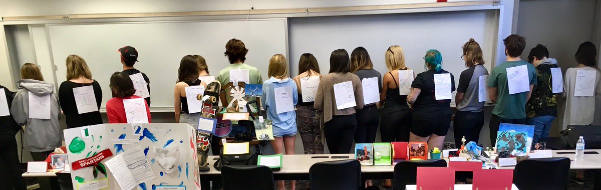 AJF185's tweet photo. @UofTampa #com232 visual literacy students participate in student run activity sharing kind words about each other. #spartanlife @gudelunas https://t.co/o8cOrYqVbw
