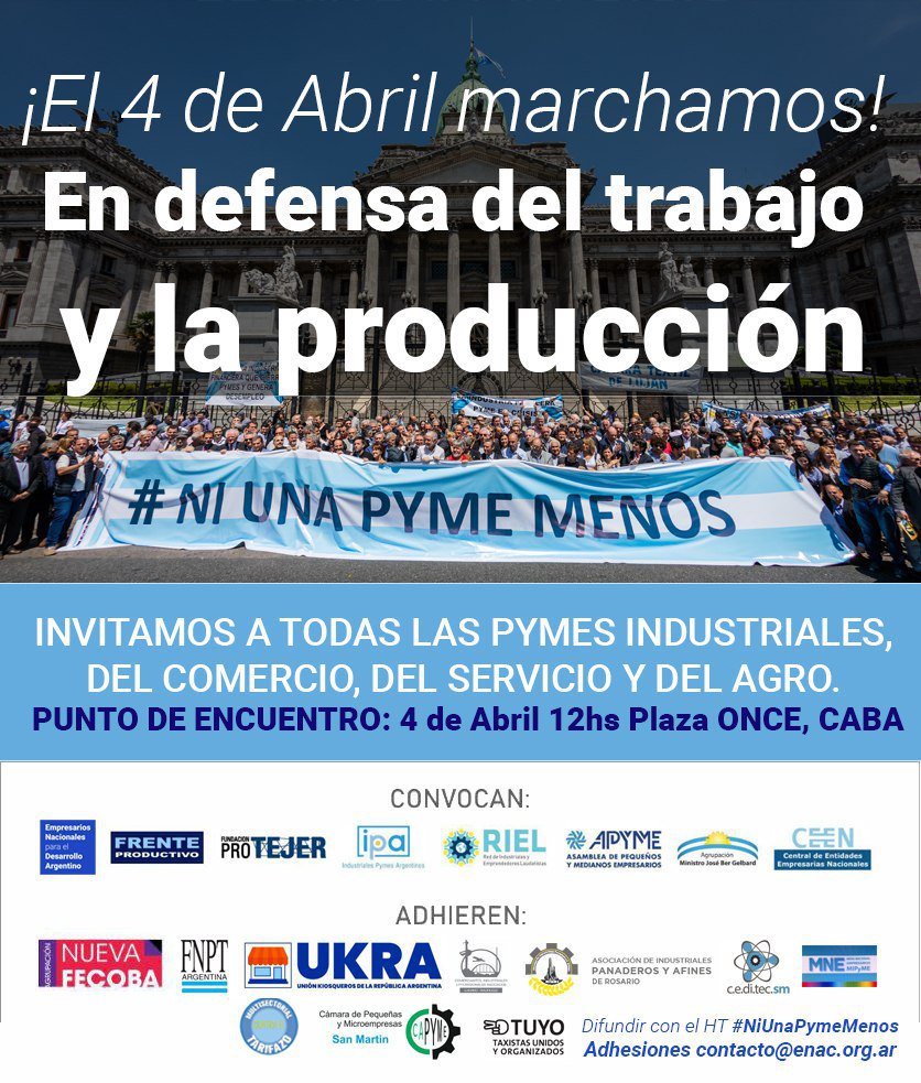 ComercioU's tweet photo. La situacion de las #Pymes es realmente grave. 
En defensa del Trabajo y la Produccion. 

#NiUnaPymeMenos
#NiUnComercioMenos https://t.co/2O6uUmhdiC