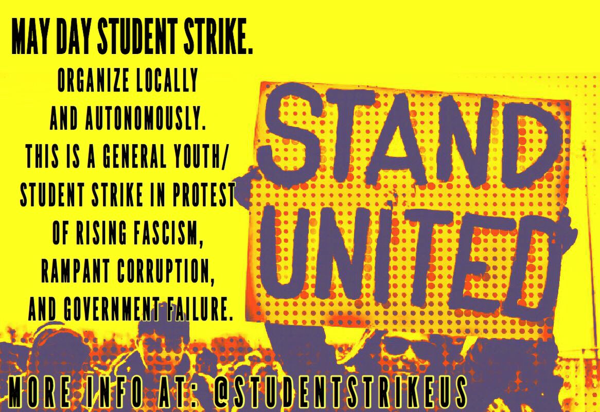 Studentstrikeus's tweet image. The youth movement is growing! On May 1st we will hold direct actions all over the country, engaging in a general student strike, in solidarity with #Internationalworkersday.