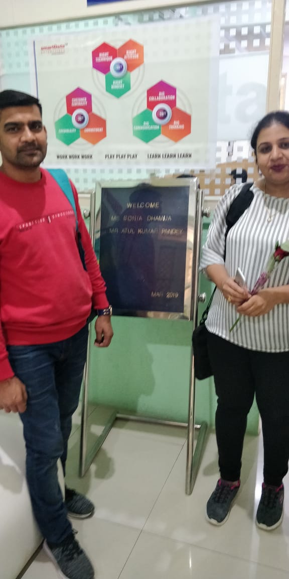 SoniaDhamija79's tweet photo. Nice productive day at @smartDataIncLtd during Visit to SDD with Himesh and Atul Pandey.  Thanks Whole SDD team and @Chandan99523270 for great hospitality and your valuable time . https://t.co/v99sURj1ip