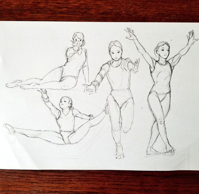 いつまで続くか練習106。写真模写。  #イラスト #新体操 