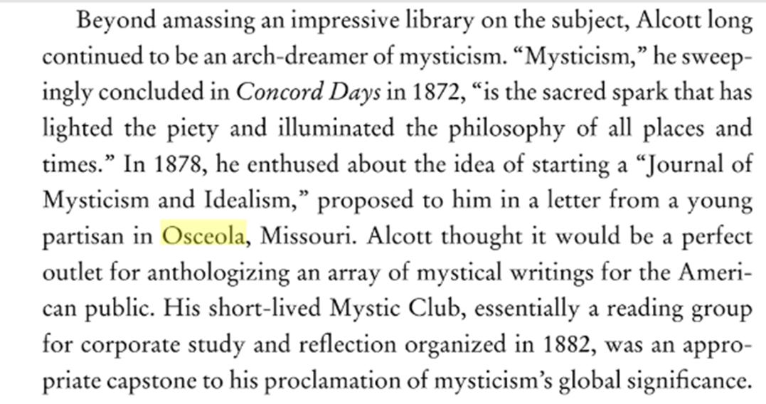 OzarksWatcher's tweet photo. Teaching Leigh Schmidt's Restless Souls: The Making of American Spirituality tomorrow. Going to point out a connection to the Ozarks. Schmidt mentions Transcendentalist Bronson Alcott's correspondence with a man in Osceola, Missouri. https://t.co/HyTn9SjWeO