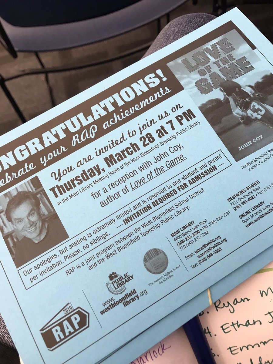 RAP author John Coy presenting tonight at the WBPL. #OnlyWB #Abbott2020