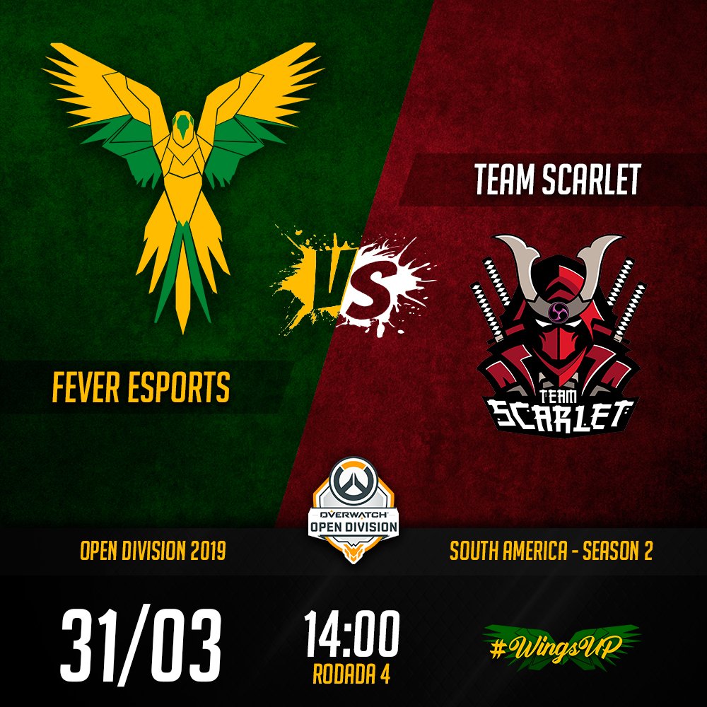 esports_fever's tweet photo. Neste fim de semana iremos retomar os desafios pela Open Division 2019 - Season 2.

Sábado dia 30/03, enfrentaremos a @IngloriosE , outra vez contra outro time participante do @AnduraOW 

Domingo dia 31/03, vamos enfrentar a poderosa Team Scarlet.

Vamo que vamo! 

#WingsUP https://t.co/ykGbY3XNOM