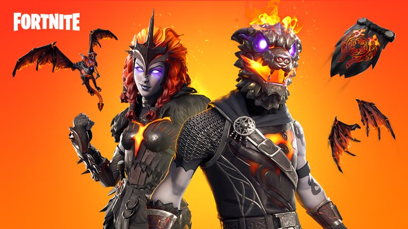 NintendoWW's tweet image. RT NintendoAmerica "Bring the heat this season with the Lava Legends pack, available now in Fortnite for #NintendoSwitch! Includes a Legendary Glider, 2 Legendary Outfits, and 2 Legendary Back Blings for $19.99. https://t.co/58syNCC6LZ"