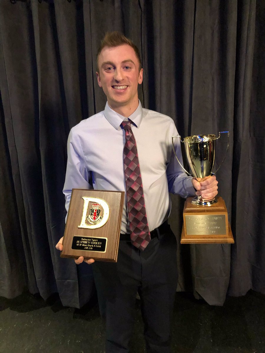 DalTigers's tweet photo. For the second consecutive year, the men’s track and field MVP is Matthew Coolen! Matthew is fresh off a @USPORTSca gold and silver medal win at nationals this year. #TigerPride #BlackandGold19 🐯 @Matt_Coolen https://t.co/tc5SMYdaJL