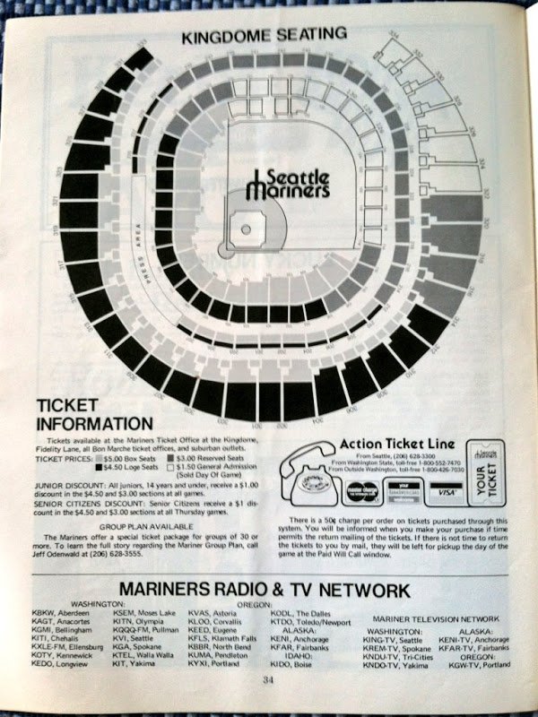 Mariners Seating Chart