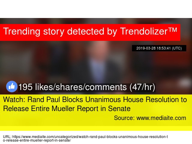 RandPaulizer's tweet photo. Watch: #RandPaulBlocks Unanimous House Resolution to Release Entire Mueller Report in #Senate... https://t.co/cu8JuWRM2X https://t.co/RMRVG0nWfI