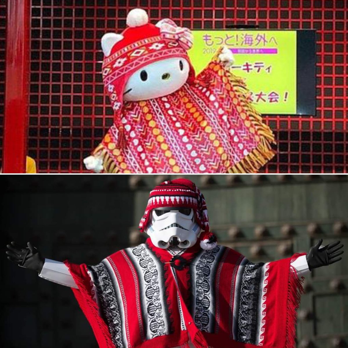 gtc1701's tweet photo. Asi que Hello Kitty usa poncho y chullo? Hold my beer... #CholoTrooper https://t.co/gDfHatGYYu
