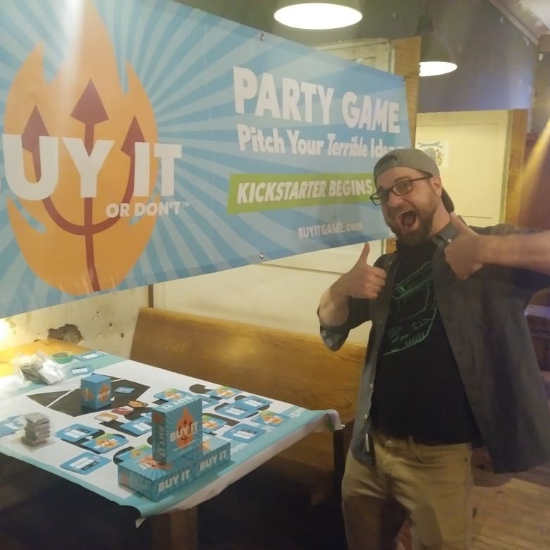 BinksMedia's tweet photo. Team Terrible tearing it up @theatomicfern as part of the #BuyItorDontgame #kickstarter launch #party!
#game #gaming #gamedev #gamedesign #playgames #buyitordontgame #binksgames #partygame #gamenight #indiegame #game https://t.co/y4AfBTjQzp