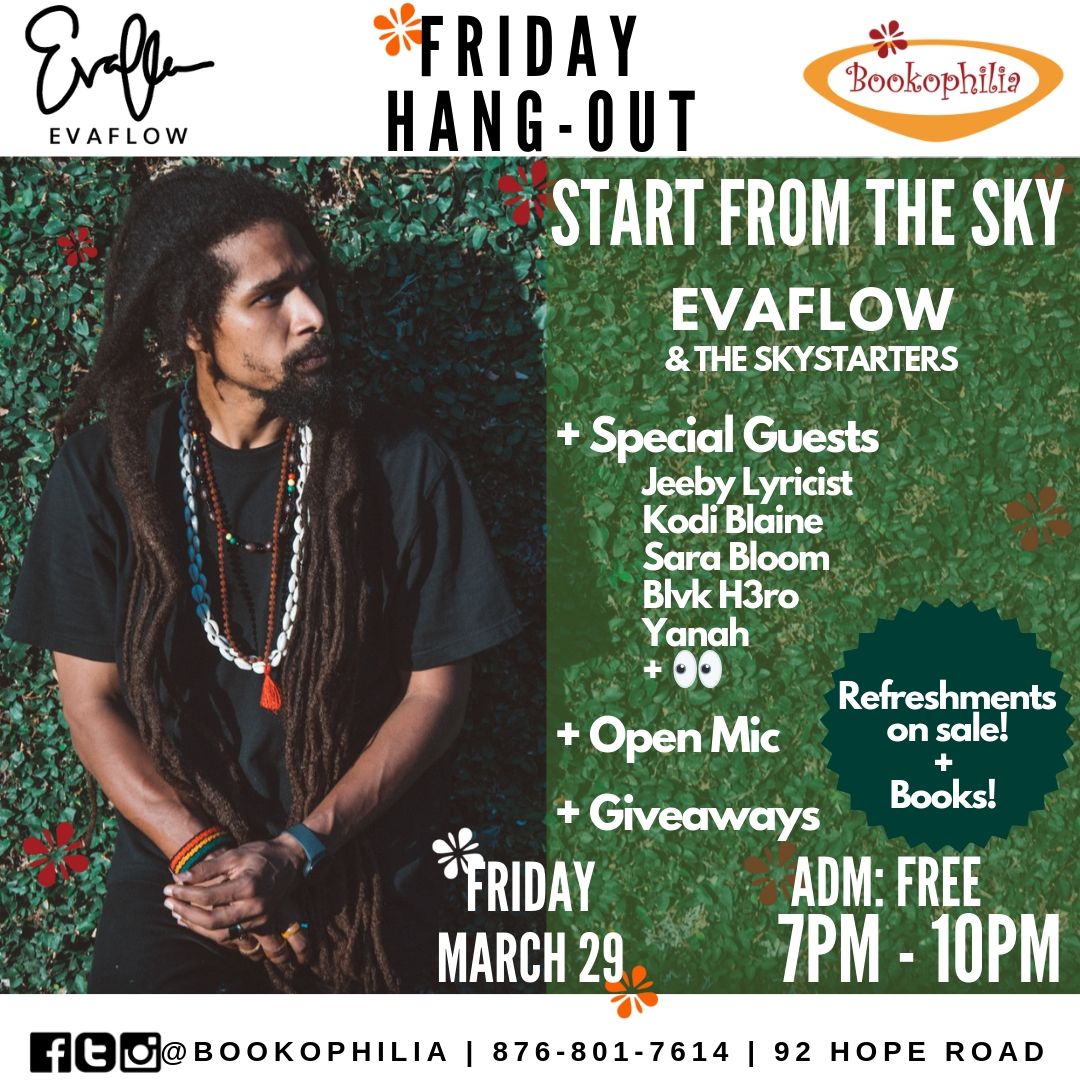 Bookophilia's tweet photo. Friday March 29th, 7pm - 10pm; Let's start from the sky with @iamevaflow & The Skystarters!
Bookophilia's Friday Hang-Out for some good vibes and great music. We'll have an Open Mic Segment and Special Guests.
#Bookophilia #LiveInspired #Evaflow #Skystarters https://t.co/VuE4jQVUcj