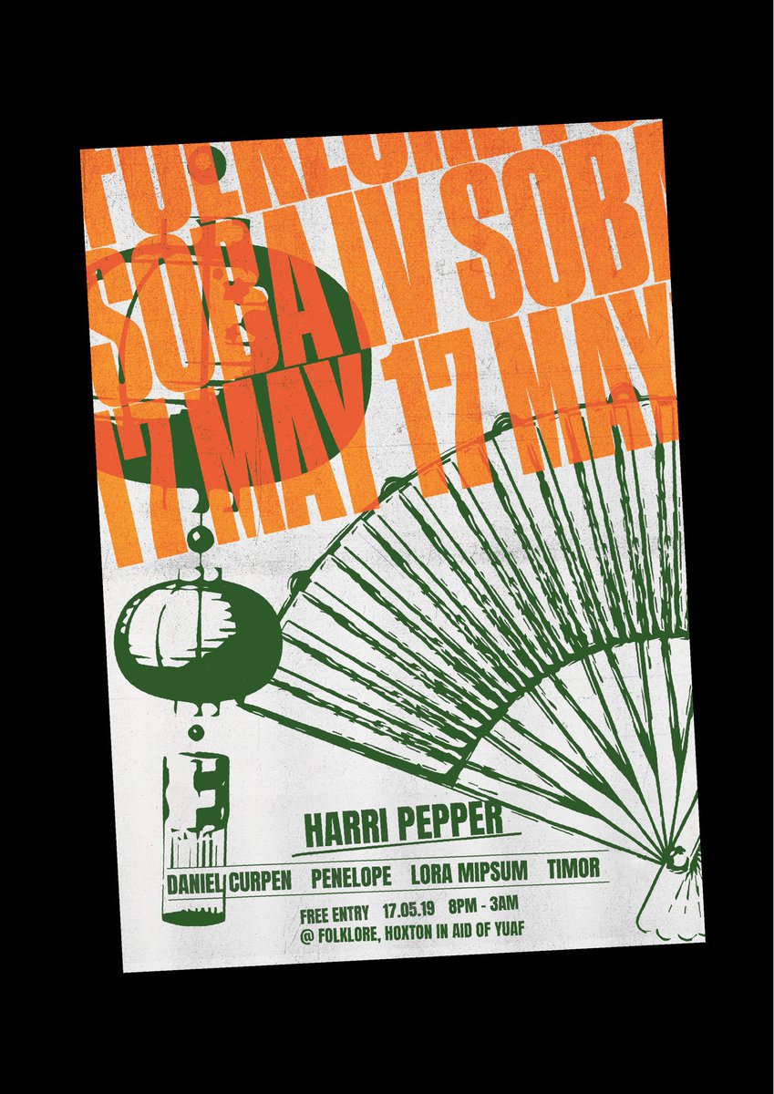 Back at @folklorehoxton on the 17 May for our next instalment of SOBA, bringing in one of our favourite London selectors @harri_pepper. With his eclectic sets and extensive knowledge of all things dance related, he’s a perfect fit for SOBA. all profits go to @yuafofficial. 🔥🔥🔥