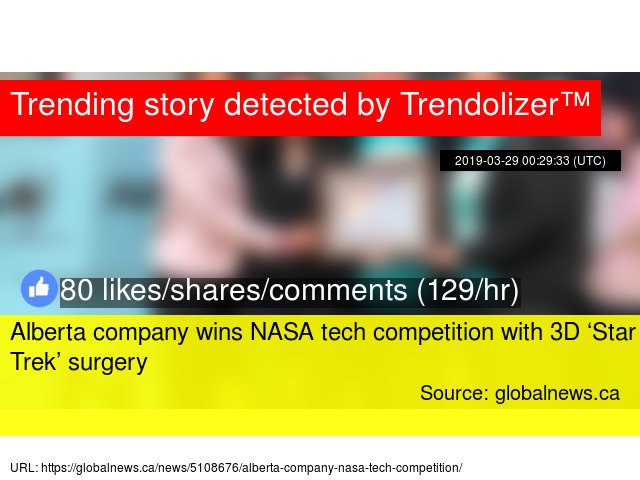 #Alberta company wins NASA tech competition with 3D ‘Star Trek’ surgery #Edmonton... virtualreality.trendolizer.com/2019/03/albert…