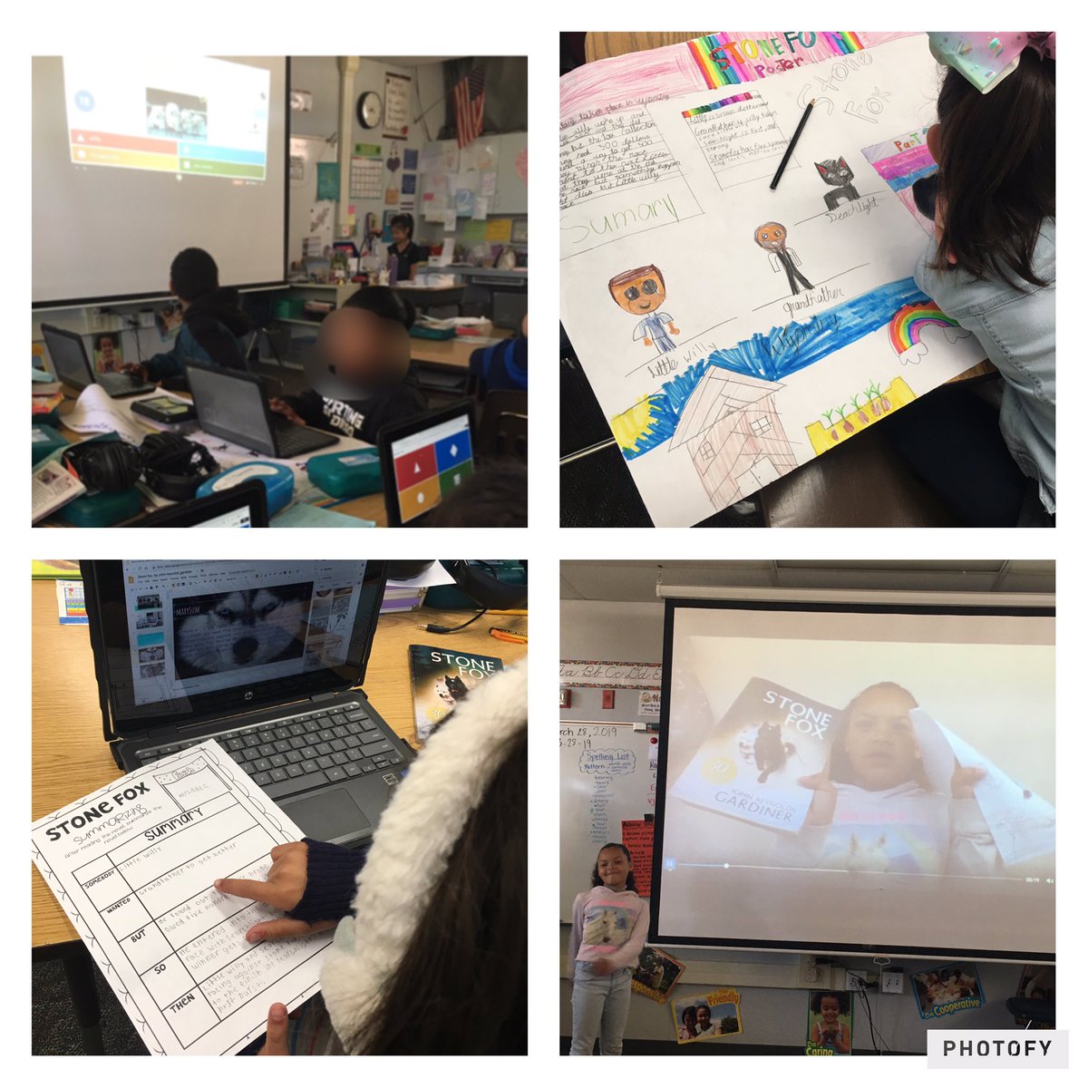 joy_delgallego's tweet photo. So proud of these kiddos, & their risk-taking teachers, for the level of engagement & pride in learning! #studentchoiceproject @GetKahoot quizzes @Flipgrid book talks #googleslides summaries & artistic posters! #presentationliteracy @CajonValleyUSD @Stephaniedodds5 #DLPcoaching https://t.co/u2yGN2bbk2
