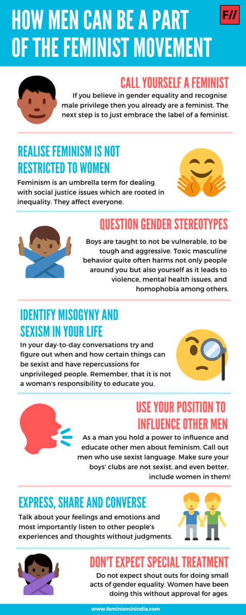 WhiteRibbonAust's tweet photo. Do you believe that men and women deserve equal rights? If your answer is yes then, congrats, you are a feminist!   🙋‍♂️🙋

We love this infographic from #FeminismInIndia, outlining how men can be a part of the feminist movement. Violence against women is #AMansIssueToo. https://t.co/mM5BXftoeB