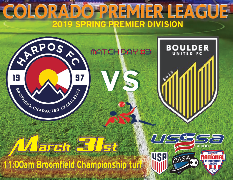 Colorado Premier League (@copremierleague) on Twitter photo It's time to start the chatter for this weekend's action packed CPL Sunday. Starting off with a Boulder battle as title holder <a href="/HarposFC/">Harpos FC</a> takes on newly PROMOTED <a href="/BoulderUnitedFC/">Boulder United FC</a> for home turf bragging rights. <a href="/SoccerUSSSA/">USSSA Soccer</a> <a href="/ncl_usssasoccer/">National Champions Soccer League USSSA</a> It's time to start the chatter for this weekend's action packed CPL Sunday. Starting off with a Boulder battle as title holder <a href="/HarposFC/">Harpos FC</a> takes on newly PROMOTED <a href="/BoulderUnitedFC/">Boulder United FC</a> for home turf bragging rights. <a href="/SoccerUSSSA/">USSSA Soccer</a> <a href="/ncl_usssasoccer/">National Champions Soccer League USSSA</a>