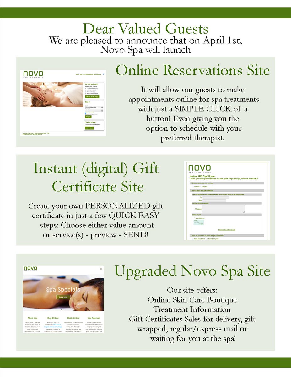 Novospa's tweet image. Now offering online booking! Relaxation is just a click away!🧘‍♀️🧘‍♂️#novospa #torontospa #facials #skincare #yorkvillespas #dayspa #zen #relax #beautytips