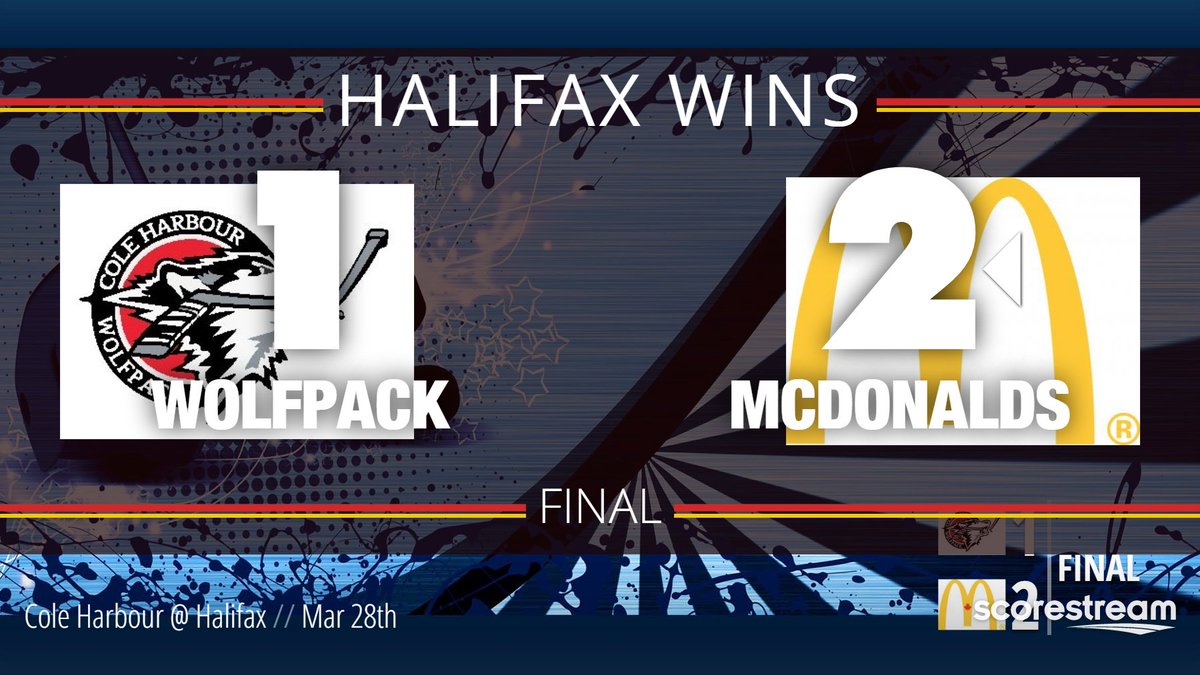 nsu18mhl's tweet photo. Major Midget: The Halifax McDonalds defeat the Cole Harbour Wolfpack 2 to 1
https://t.co/OpGp0Utjoz
#ScoreStream https://t.co/RXP9f6flqe