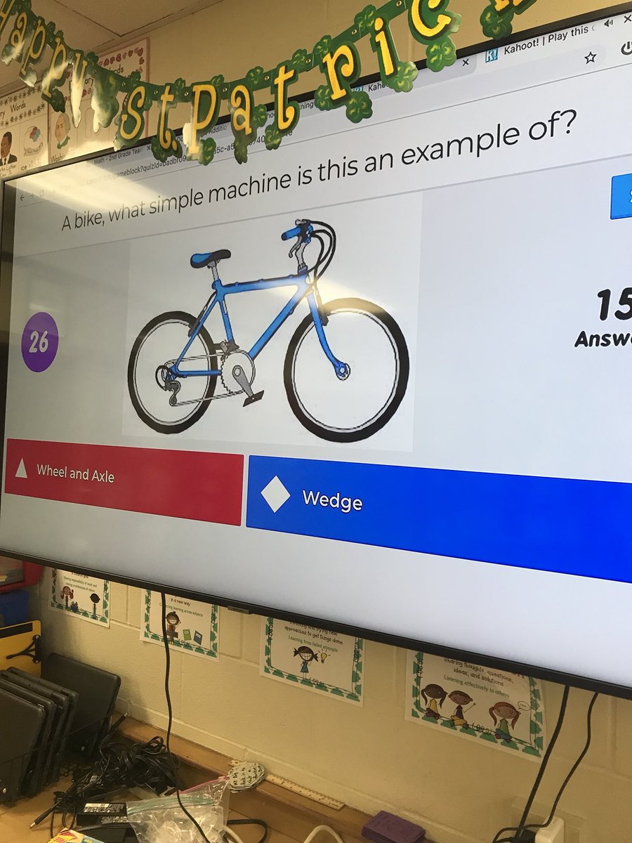 Strohscher2nd's tweet photo. Playing Kahoot to review simple machines! #Kahoot #TrojanTrue https://t.co/87lg8z75Wm