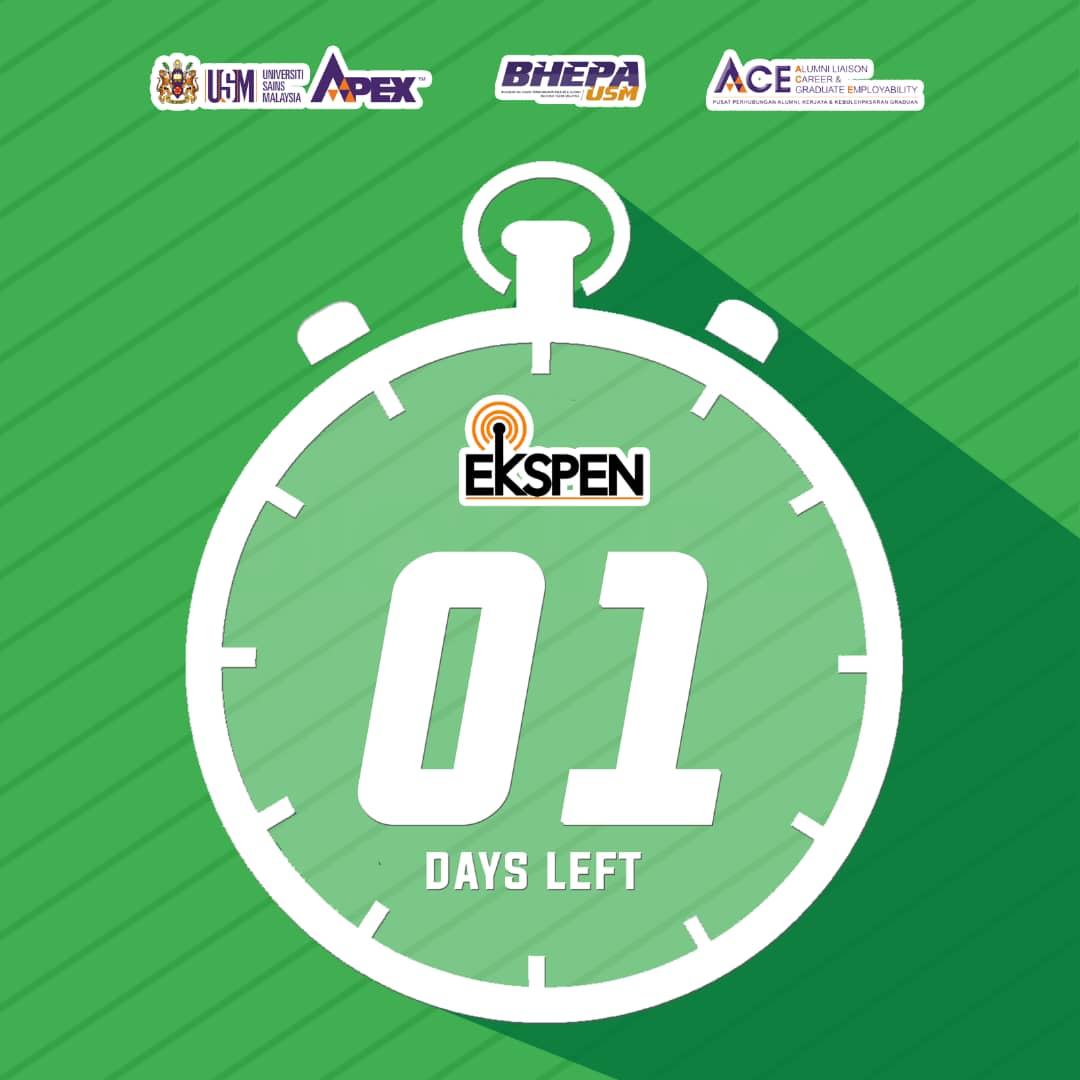 EKSPENUSM's tweet photo. EKSPEN is happening tomorrow! 

Come and grab the goodies bag loaded with many vouchers for you! Not only that, you can also stand a chance to win a prize from our lucky draw and if the odd is on your favour, you might be employed anytime soon.
#EKSPEN2019
#USM https://t.co/1iTGsMJToP