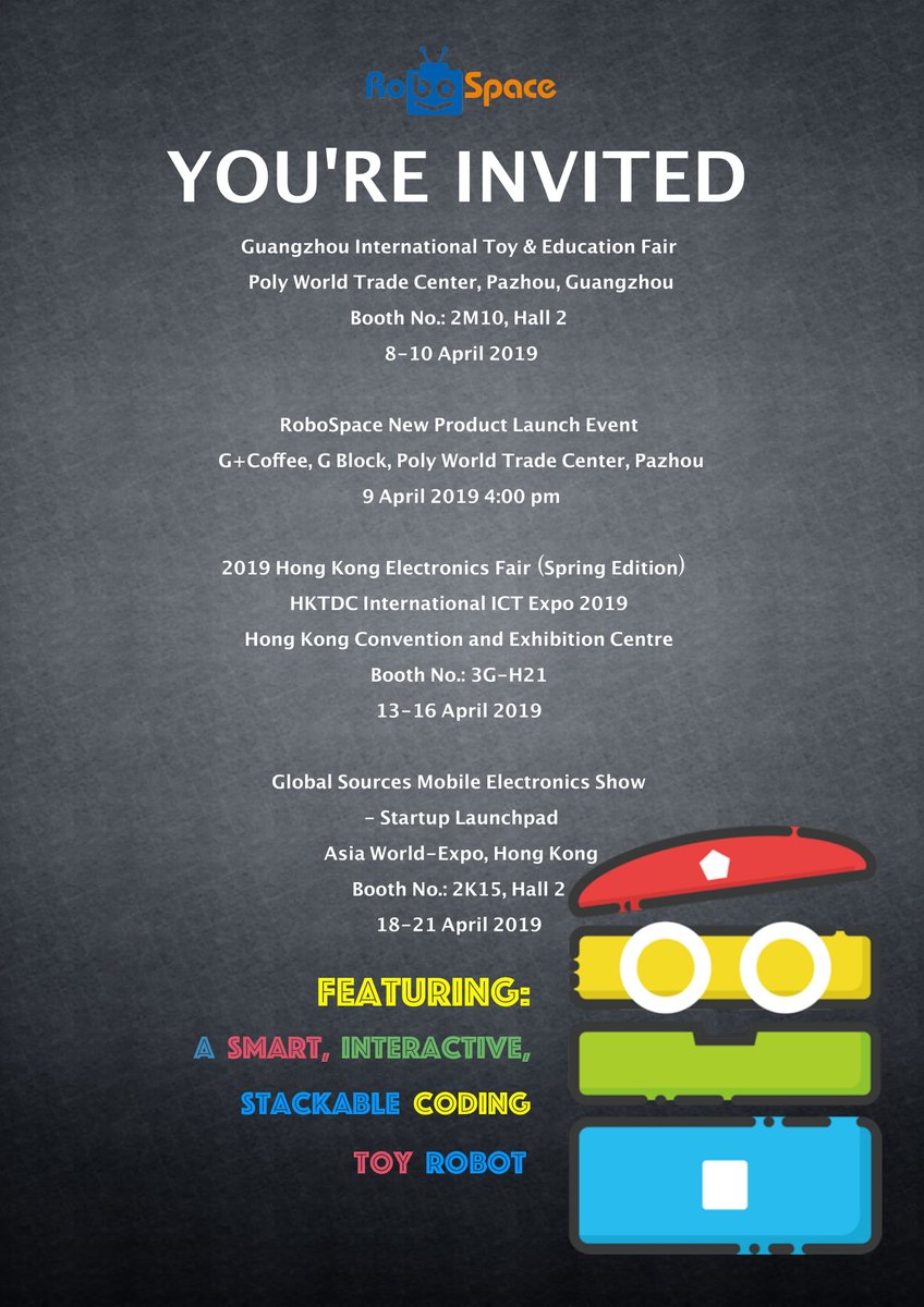 You are invited! Join us to discover our next big thing!#GuangzhouInternationalToyFair,#HongKongElectronicsFair,#GlobalSourcesMobileElectronicsShow