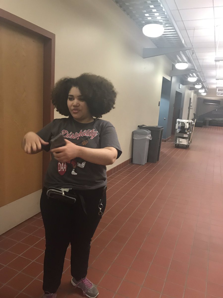 Prof_KDJ's tweet photo. @wsucahnrs Phd student Yaime Jefferson Milán explaining her poster to  @LynneCo79617113 and me in the @CarsonCollege hallway #inspired https://t.co/p3WggZHCog