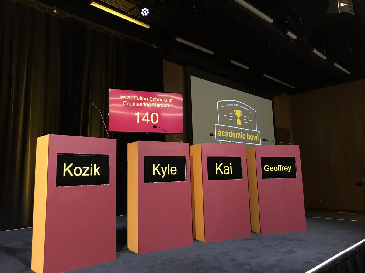 ASUAcademicBowl's tweet photo. @ASUEngineering - Maroon Team beats @ASUHIDA !! #ASU #ASUAcademicBowl https://t.co/j0bc92f70S