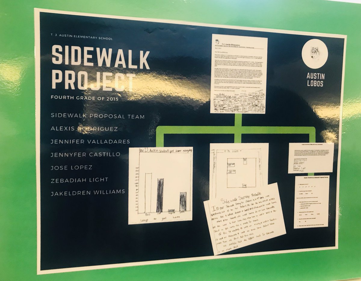 AustinTylerISD's tweet photo. The @CityofTyler Mayor Martin Heines joined us today, as we honored the 5 former Austin students who wrote to City Councilman Ed Moore for sidewalks to be put in place for the safety of students who walk to school. #SidewalkProject #LoboPride @PhDDavisj https://t.co/wd67fc5uUr