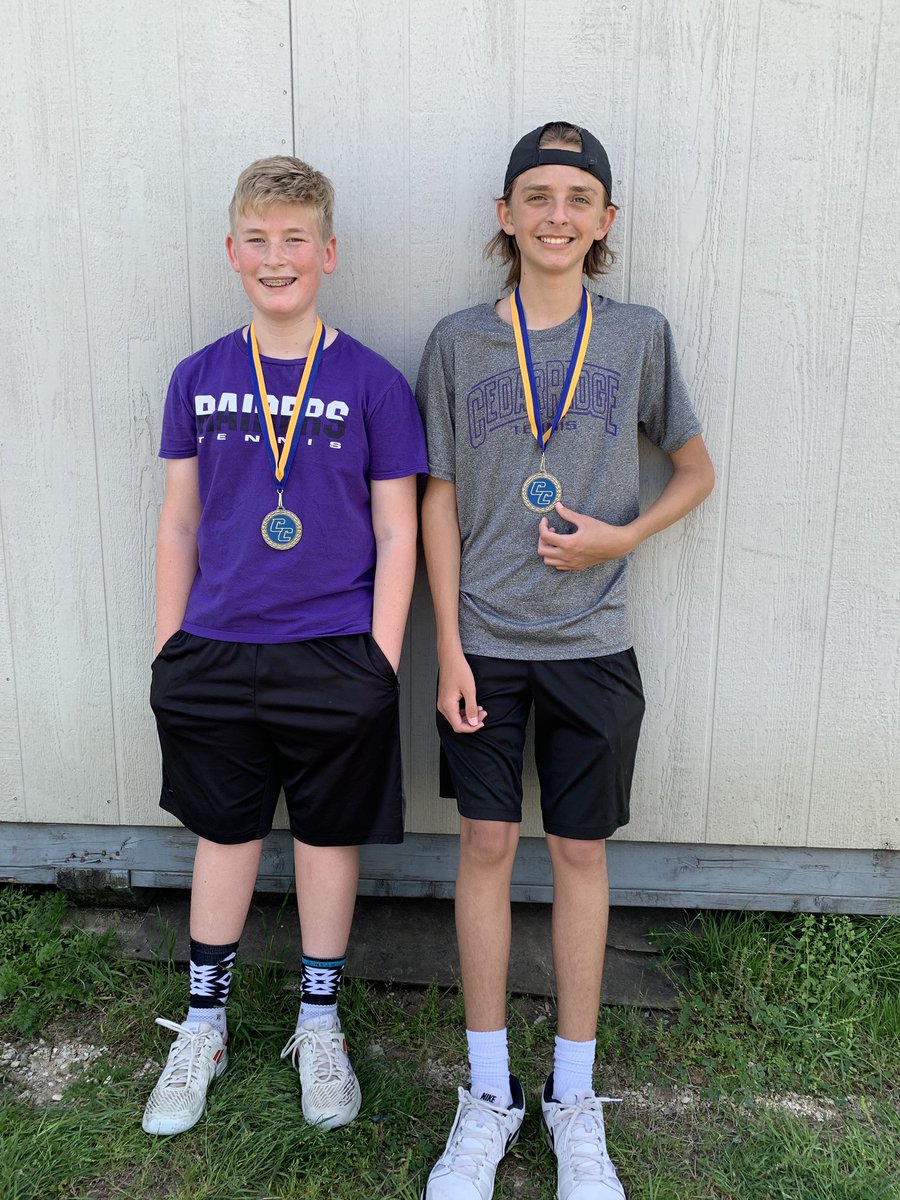 CRHSTennis's tweet photo. Congrats to Jared Millett &amp; Zane Staite for winning the doubles championship!🥇Great day of tennis for all!  #WeAreCR🎾#RaiderProud https://t.co/DoILTTxVFT