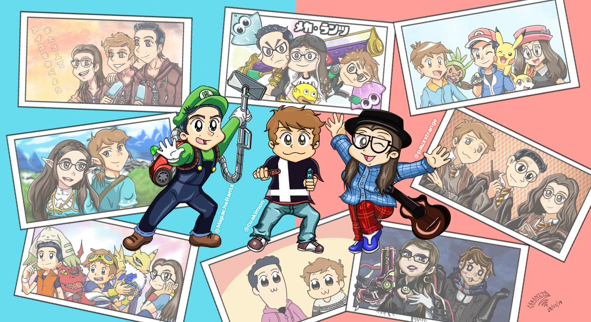 cdcoronita's tweet photo. Ta da! Aquí está "MECA Rants"!!(Ahora "Paucuache"?🤔)formado por @pauxstrange @cuakimon y @MapacheRants Dibujados en varios estilos y universos Nintendo/otros.Creo que mi favorita es "Pauyonetta" y "Lucua" xD.Btw, la pose principal proviene de "Los Gatos Samurai".Ojalá les guste. https://t.co/PSyEu3K99Y