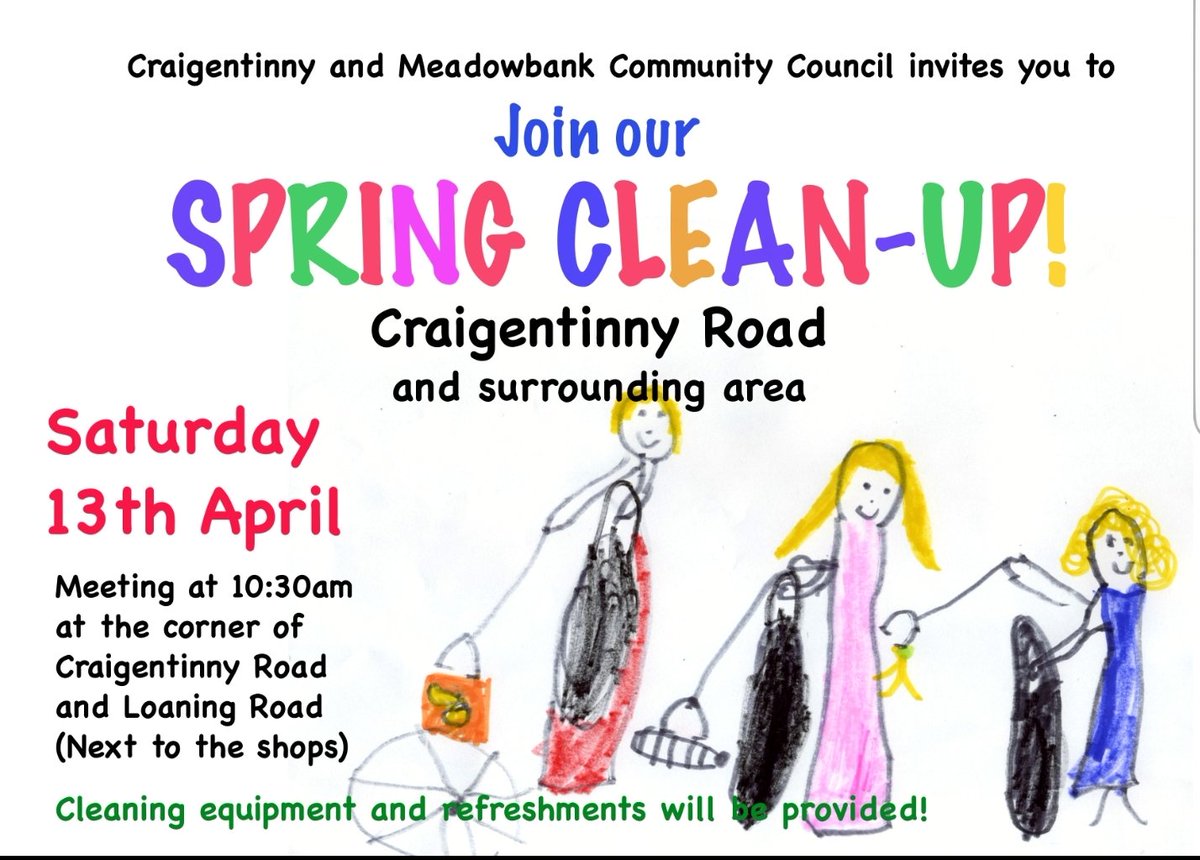 Ok the weather is better. Time to get out there and help us clean up our area. Will you join us? @PKHinnovation @Alex4Craig_Dudd @johnmclellan @joan_griffiths @TommySheppard @ashtenRD @LochendPark @CleanCraigy @litterfreeleith @KSBScotland @EdinPolNE