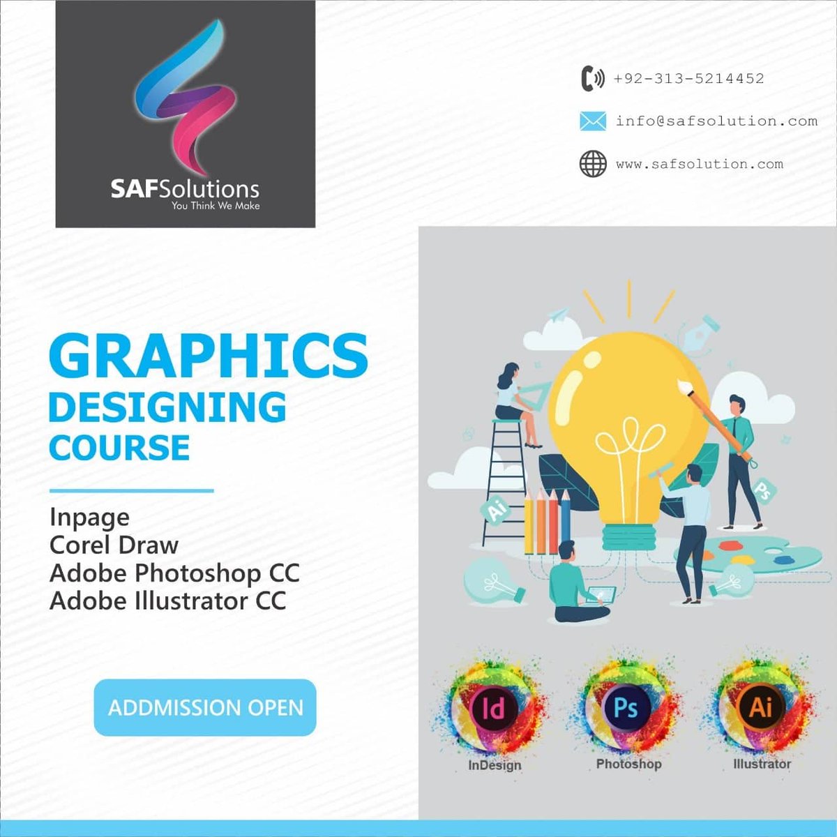SAFSolution's tweet image. @SAFSolution 
Graphic Design is all around us! 
Words and pictures
the building blocks of graphic design are the elements 
that carry the majority of the content in both the digital world and the printed world. 
Contact us for more details
#graphicdesigning #logodesigning #Multan