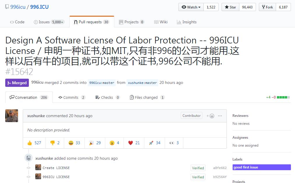 LiuChang_Claire's tweet image. Some Chinese developers propose to design a software license for #LaborProtection. This sounds so weird but looks so damn cool - using technological mindset to solve social problems. #996icu