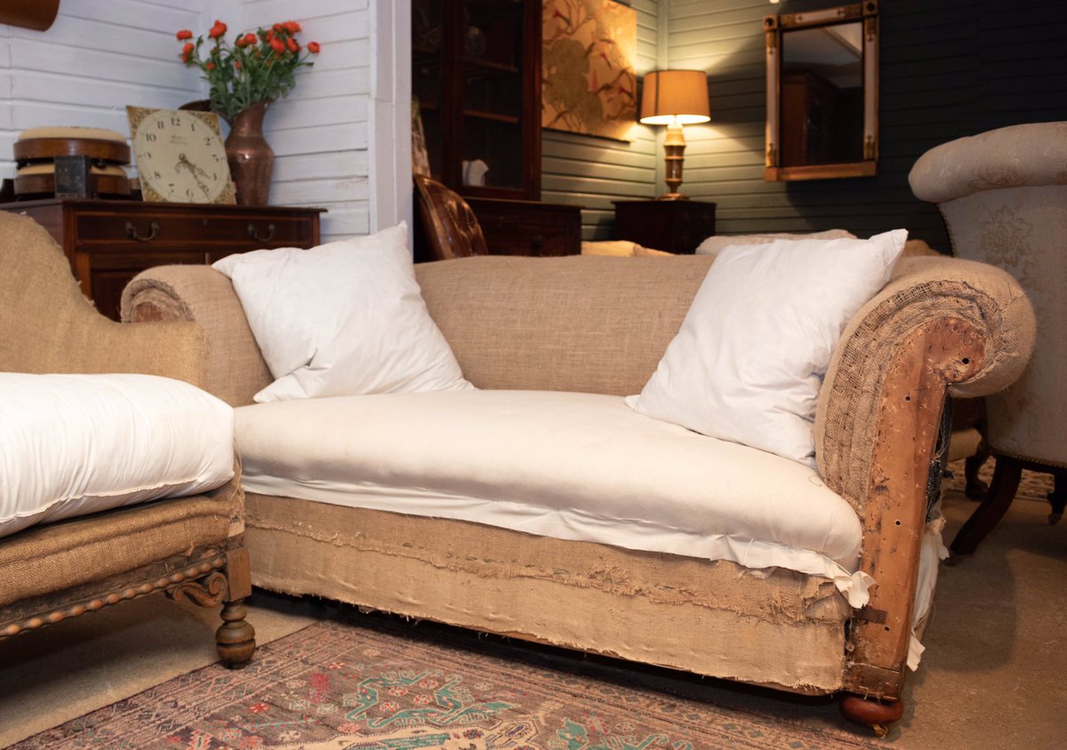 Each restored and reupholstered item is finished to a nude, natural hessian and calico finish awaiting a personalised dressing of choice from our extensive range of fabric for that truly unique item of furniture.