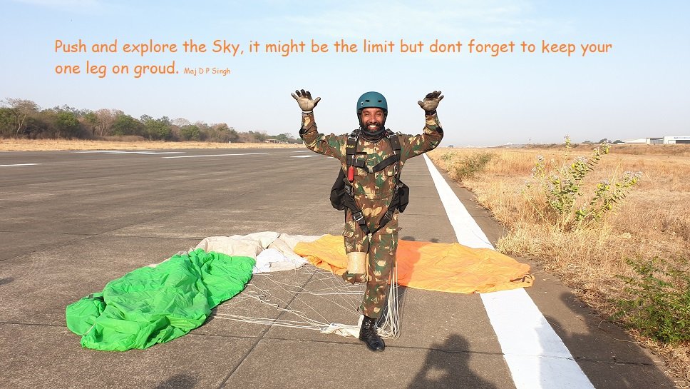 Push and explore the sky. It might be the limit but dont forget to keep your one leg on ground. 

Jai hind 

#SkyDiving 
#DisabledSkydiver
#AmputeeSkydiver
#History 
#NewChapterOfLife 
#Adventure #Sports
#IndianBladeRunner

#StayGrounded
