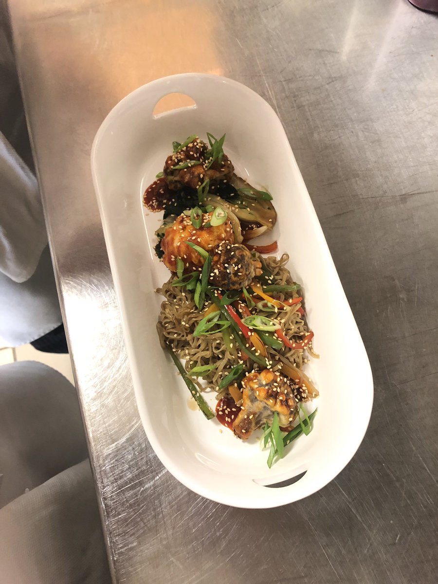m_janke99's tweet photo. today we finished up perfecting the rest of our entree menu. here we have a citrus and herb roasted icelandic redfish, oven roasted chicken breast, and korean fried cauliflower. come visit us @ErnestsNAIT for lunch from now till april 26. i promise it’ll be worth it! https://t.co/oQU7u6fKmk